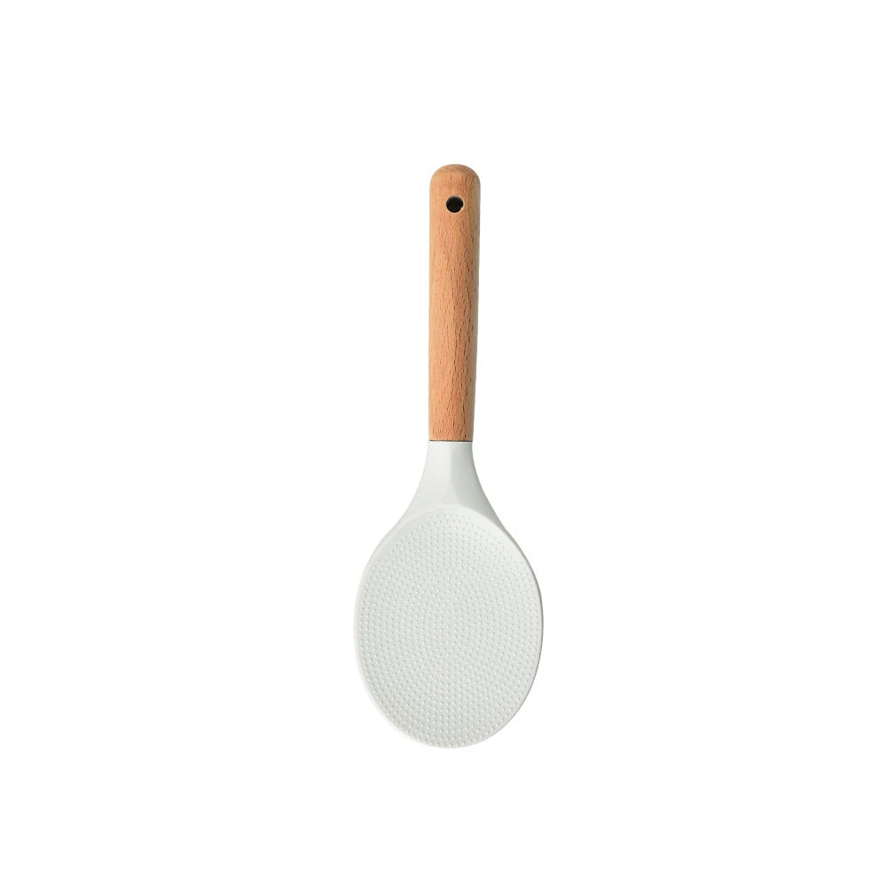 Premium Silicone Kitchen Turner & Spoon with Wooden Handle