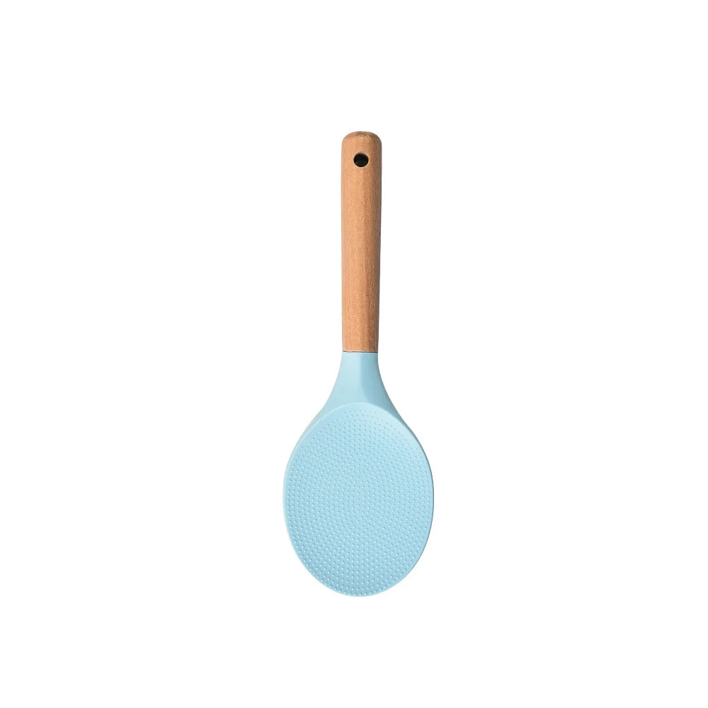 Premium Silicone Kitchen Turner & Spoon with Wooden Handle