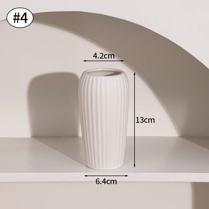 Nordic White Ceramic Vase – Modern Minimalist Decorative Vase for Home Décor