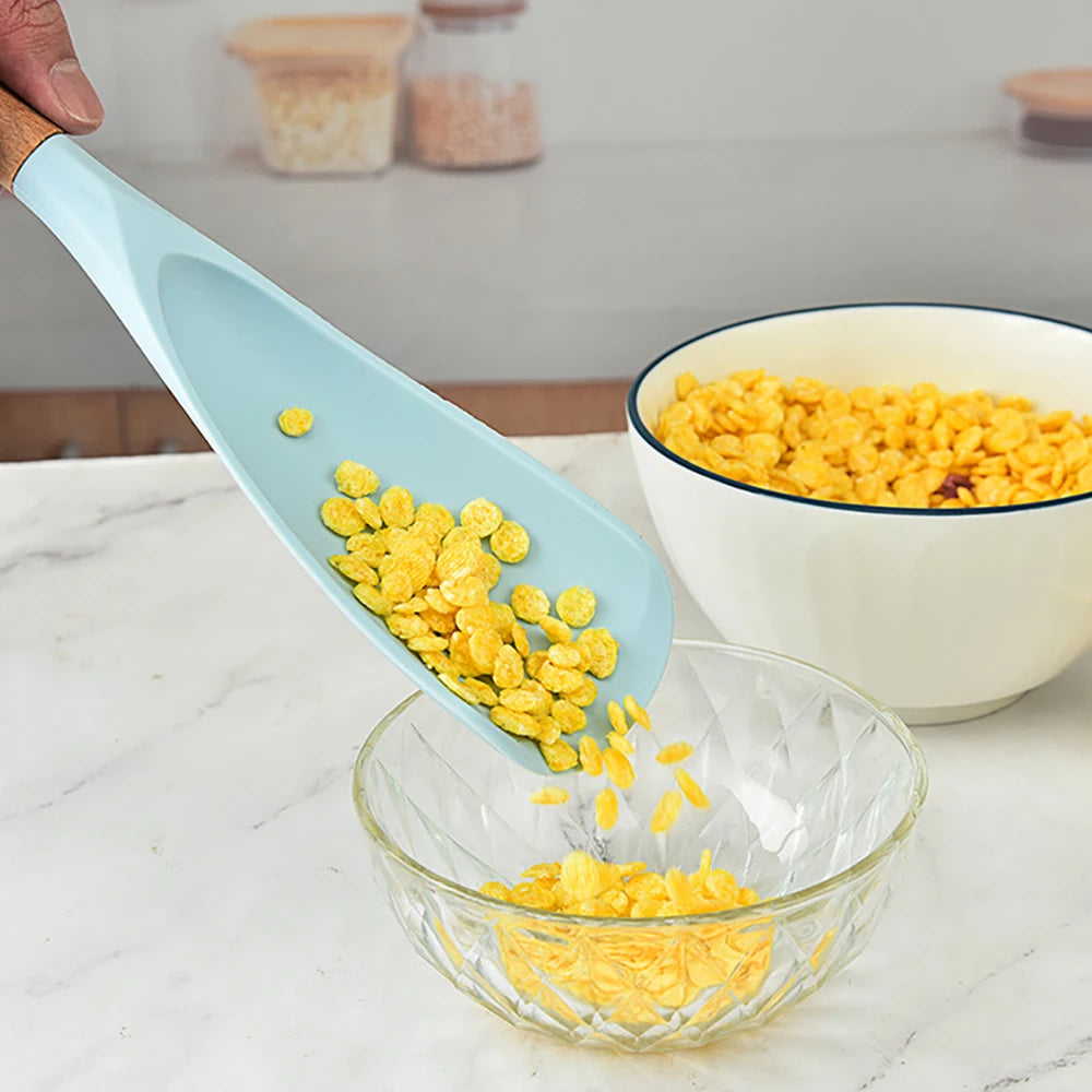 Premium Silicone Kitchen Turner & Spoon with Wooden Handle