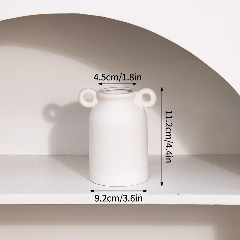 Nordic White Ceramic Vase – Modern Minimalist Decorative Vase for Home Décor