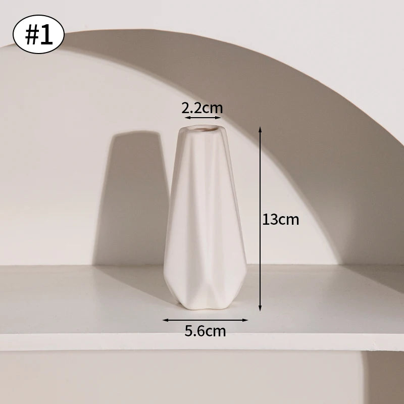 Nordic White Ceramic Vase – Modern Minimalist Decorative Vase for Home Décor