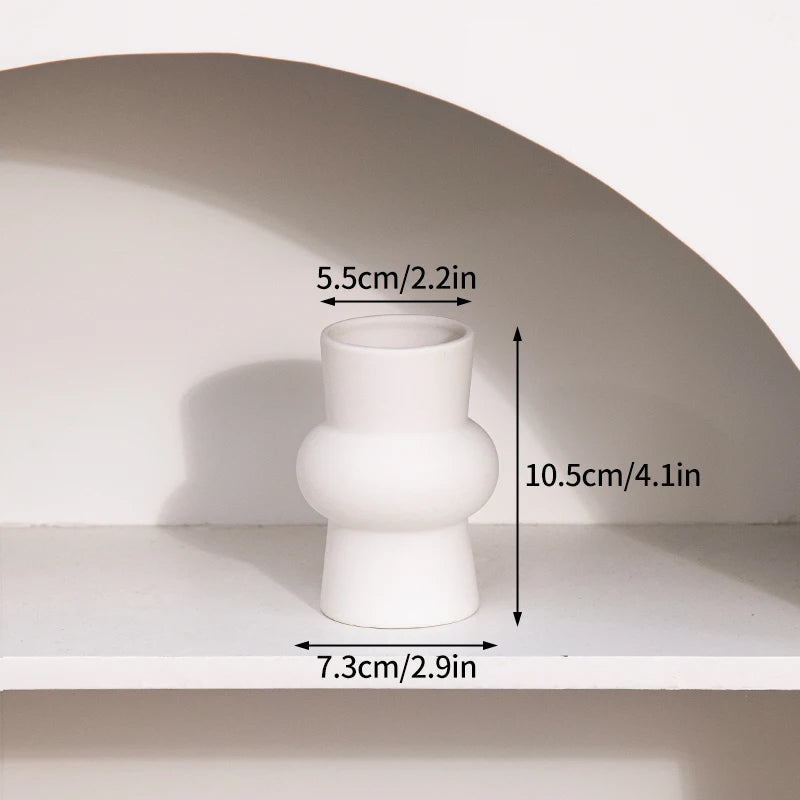 Nordic White Ceramic Vase – Modern Minimalist Decorative Vase for Home Décor