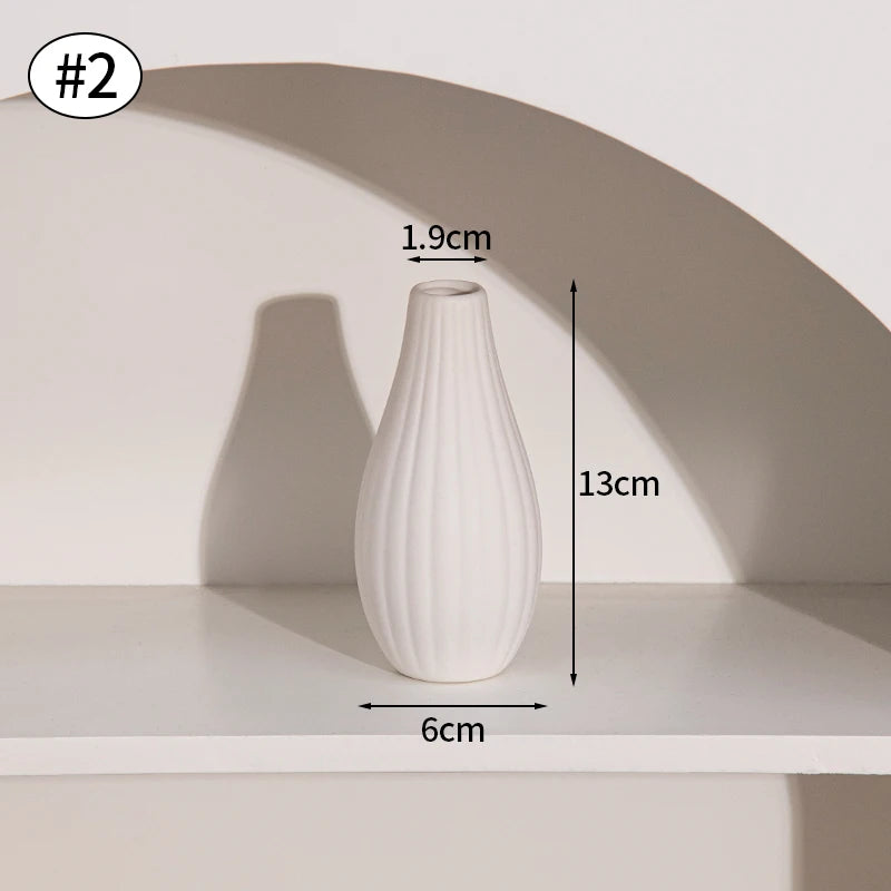 Nordic White Ceramic Vase – Modern Minimalist Decorative Vase for Home Décor