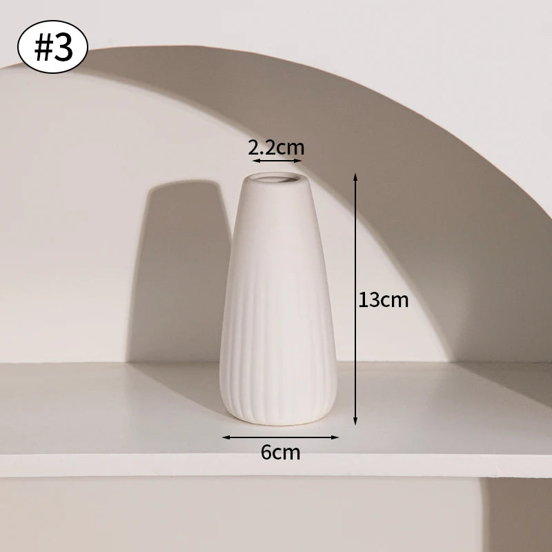 Nordic White Ceramic Vase – Modern Minimalist Decorative Vase for Home Décor