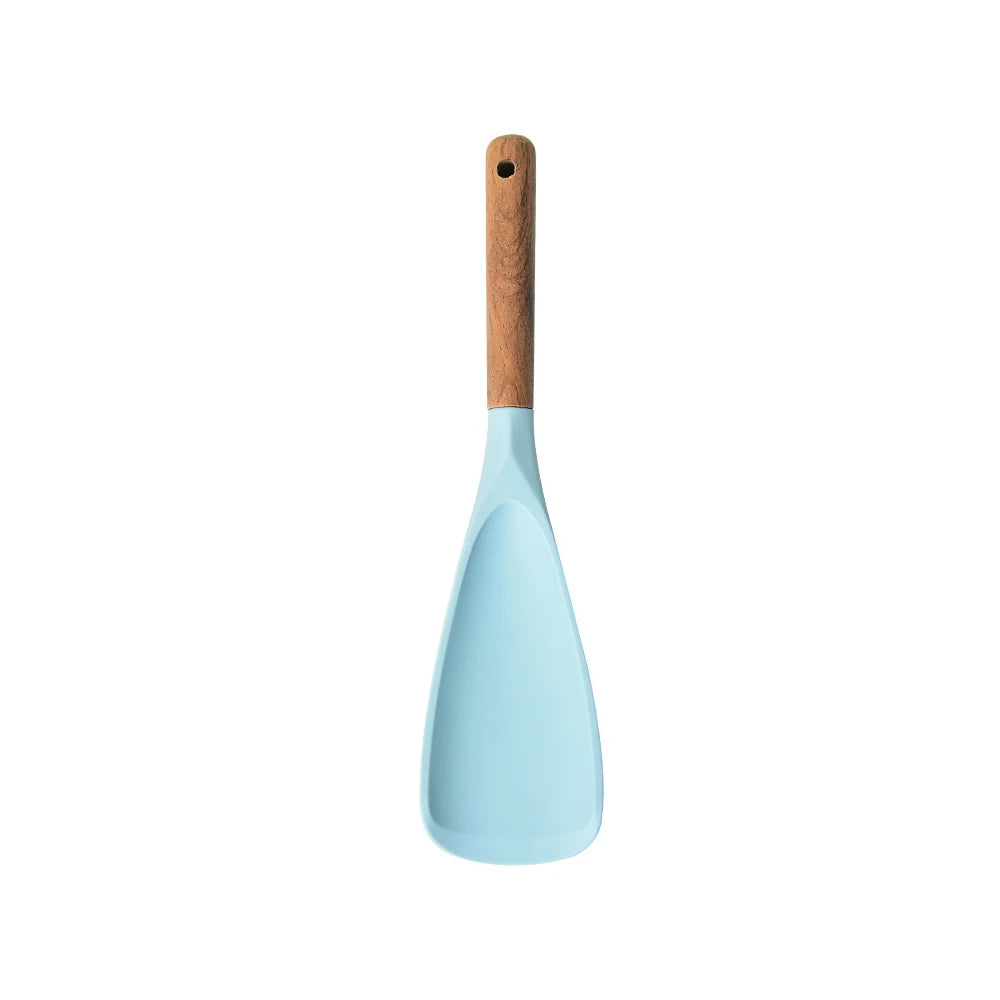 Premium Silicone Kitchen Turner & Spoon with Wooden Handle