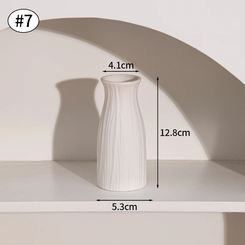 Nordic White Ceramic Vase – Modern Minimalist Decorative Vase for Home Décor