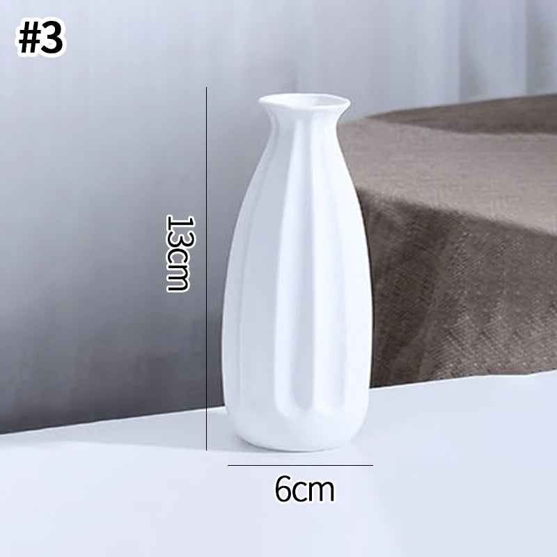 Nordic White Ceramic Vase – Modern Minimalist Decorative Vase for Home Décor