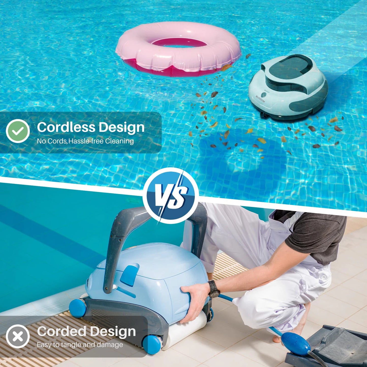Cordless Pool Cleaner 5000mAh – Robotic Pool Vacuum