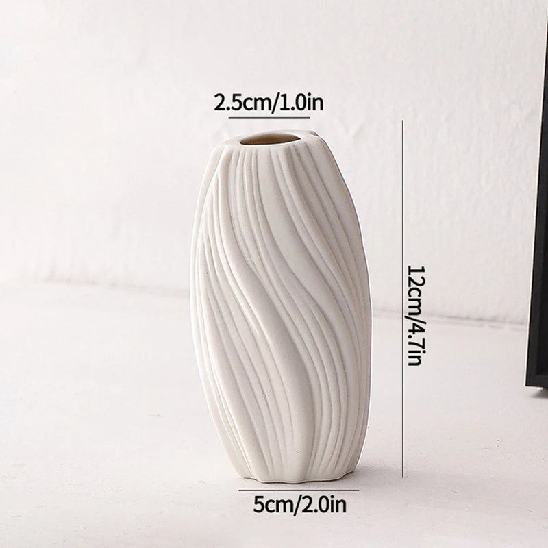 Nordic White Ceramic Vase – Modern Minimalist Decorative Vase for Home Décor