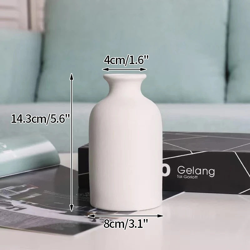 Nordic White Ceramic Vase – Modern Minimalist Decorative Vase for Home Décor