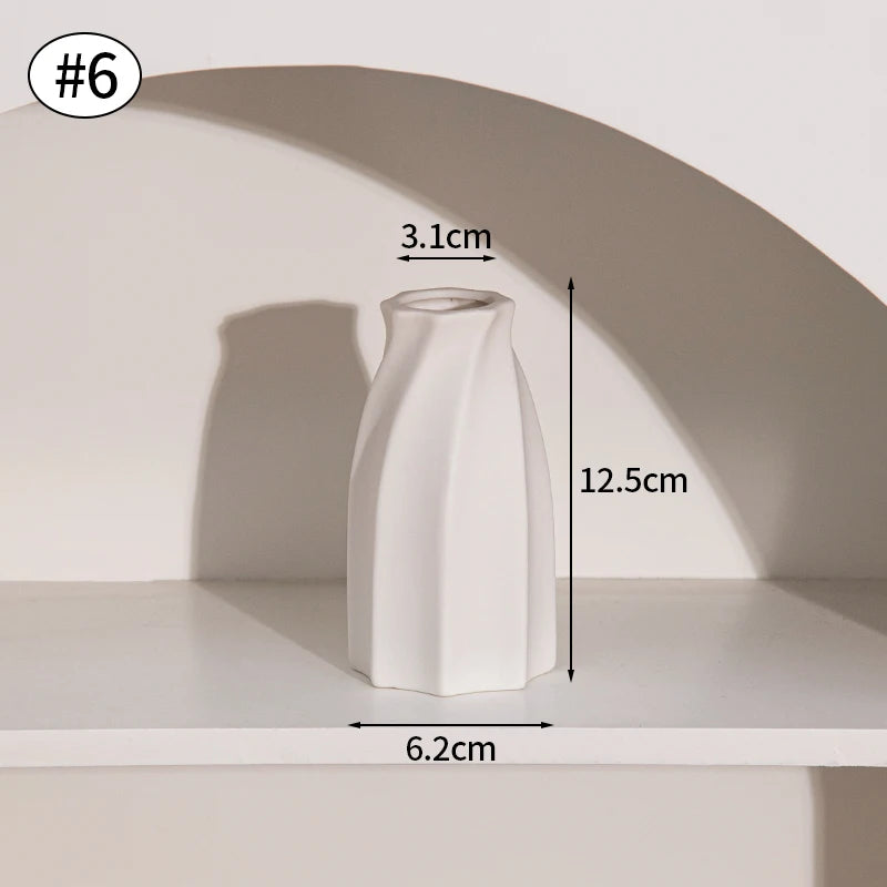 Nordic White Ceramic Vase – Modern Minimalist Decorative Vase for Home Décor